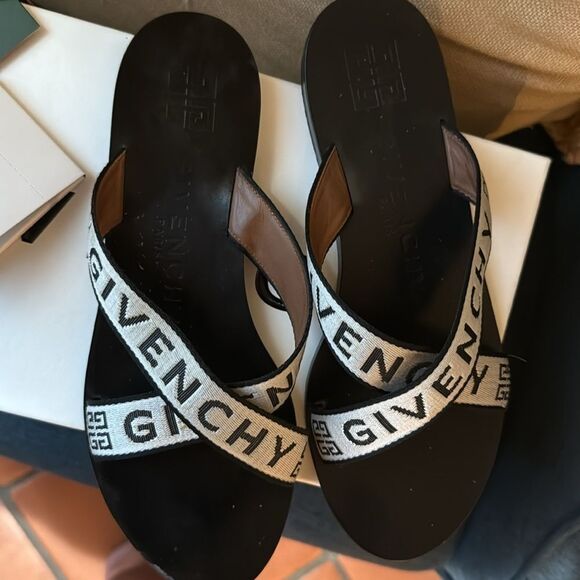 Givenchy Crisscross Grosgrain Leather Logo Flat Sandals 39 - Picture 4 of 7